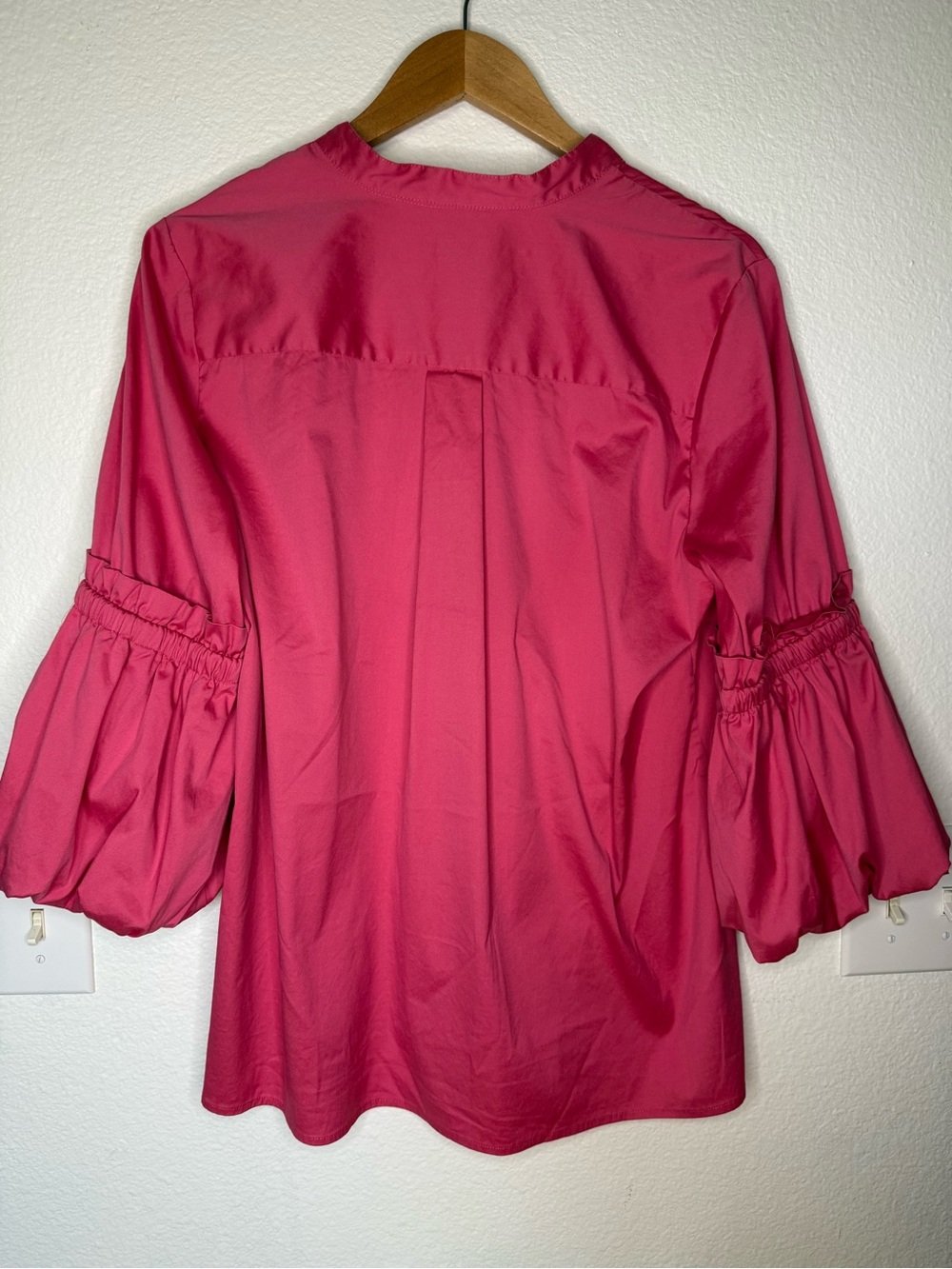 Chico’s Poplin Balloon Sleeve Popover Blouse Pink Women’s Size 12 (Chico’s 2) - Picture 2 of 9
